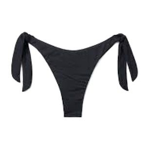 OCEAN BLUES high waist high rise black bikini bottoms w side ties size large NWT